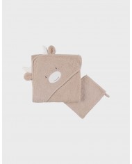 Cape de bain beige en éponge 75x75 cm