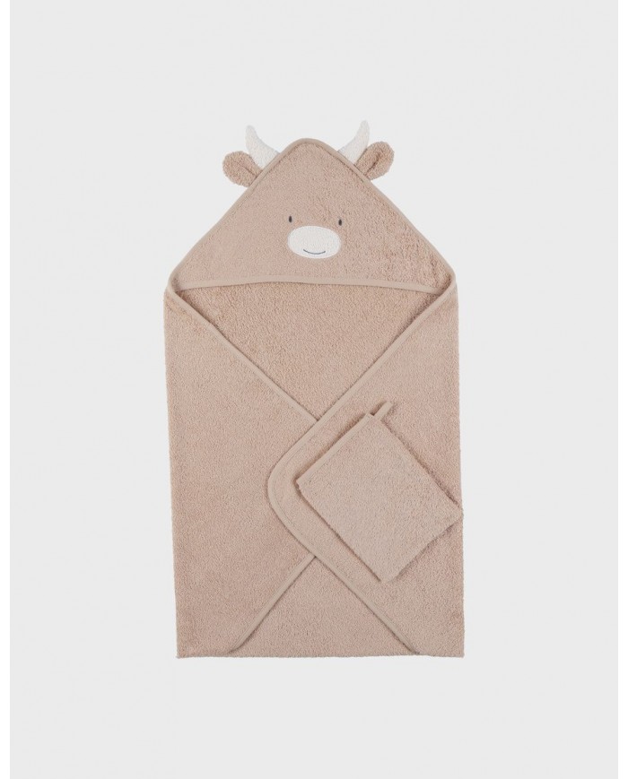 Cape de bain beige en éponge 75x75 cm