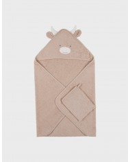 Cape de bain beige en éponge 75x75 cm