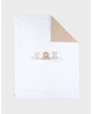 Couverture brodée écrue 75x100 cm en Veloudoux®