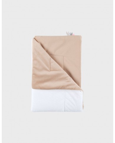 Couverture brodée écrue 75x100 cm en Veloudoux®