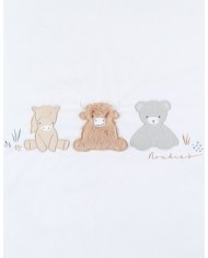 Couverture brodée écrue 75x100 cm en Veloudoux®