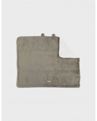 Couverture 75x100 cm en tricot bio et sherpa - Kaki