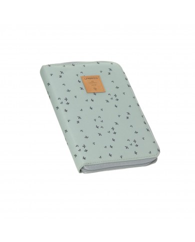 Pochette carnet de santé, Floral menthe