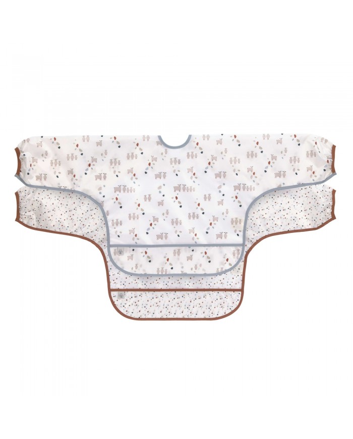 Bavoirs manches longues avec poche (2 pcs), Tiny Farmer Mouton