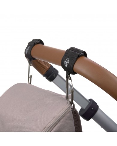 Attaches poussette avec mousqueton (lot de 2), Noir