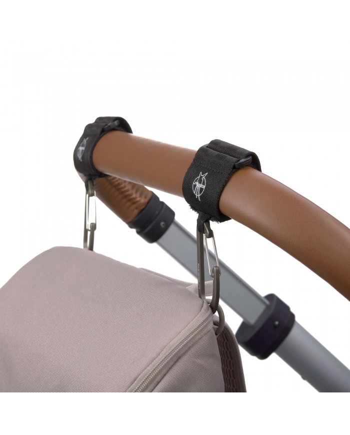 Attaches poussette avec mousqueton (lot de 2), Noir