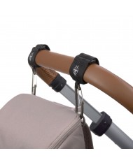 Attaches poussette avec mousqueton (lot de 2), Noir