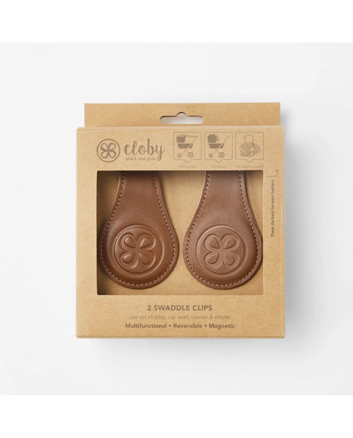 Set clips magnétiques en cuir Cloby - Brown