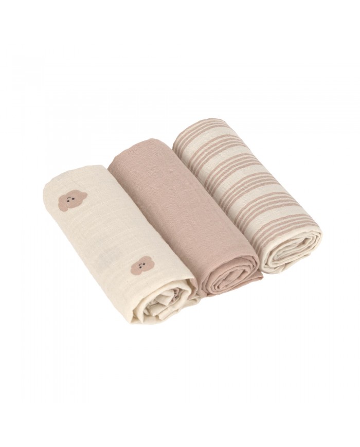 Lot de 3 tétras en coton 60 x 60 cm - Tiny Team, champignon