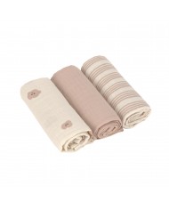 Lot de 3 tétras en coton 60 x 60 cm - Tiny Team, champignon