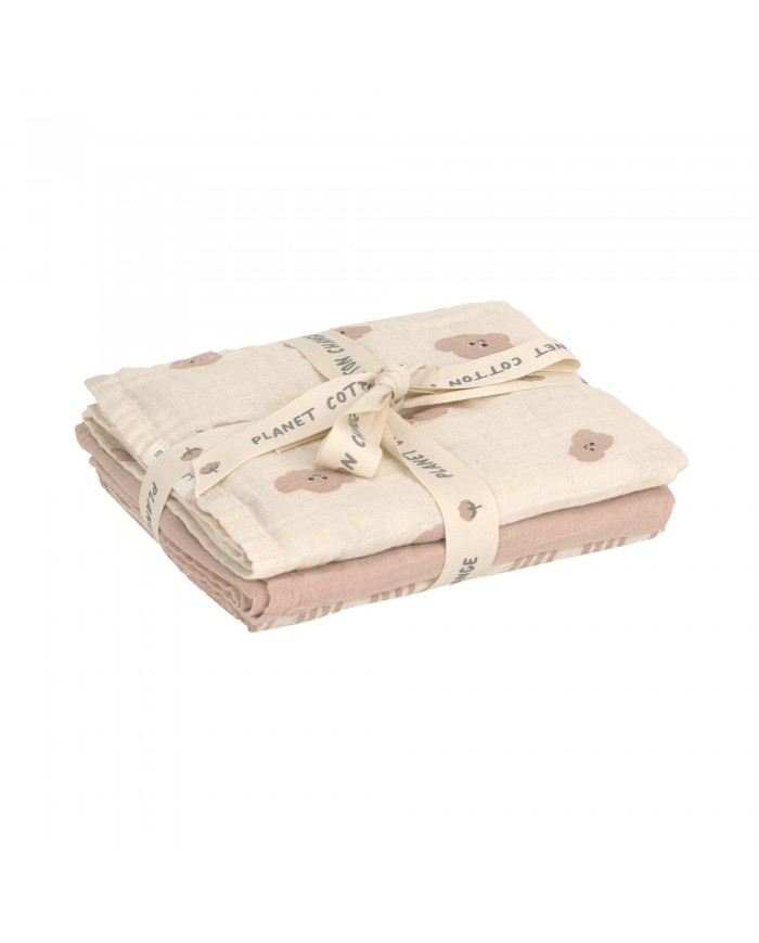 Lot de 3 tétras en coton 60 x 60 cm - Tiny Team, champignon