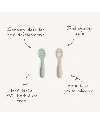 Lot de 2 cuillères sensorielles en silicone Natural / Shifting Sand