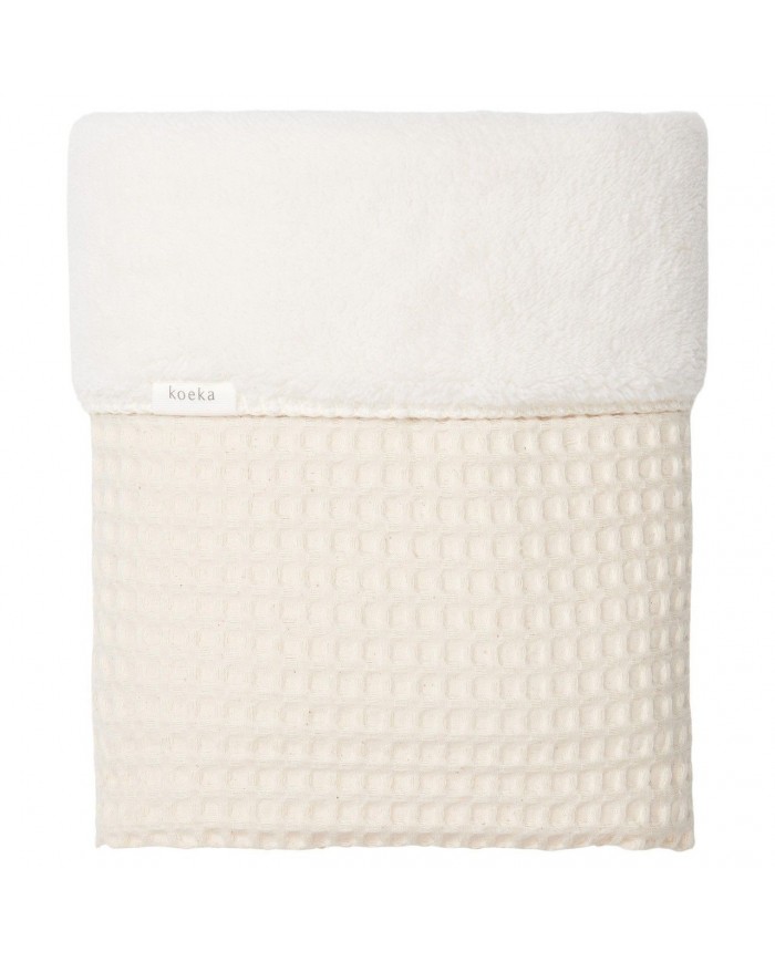 Couverture berceau waffle/teddy oslo 75x100cm - naturel/pebble