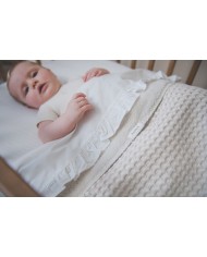Couverture berceau waffle/teddy oslo 75x100cm - naturel/pebble