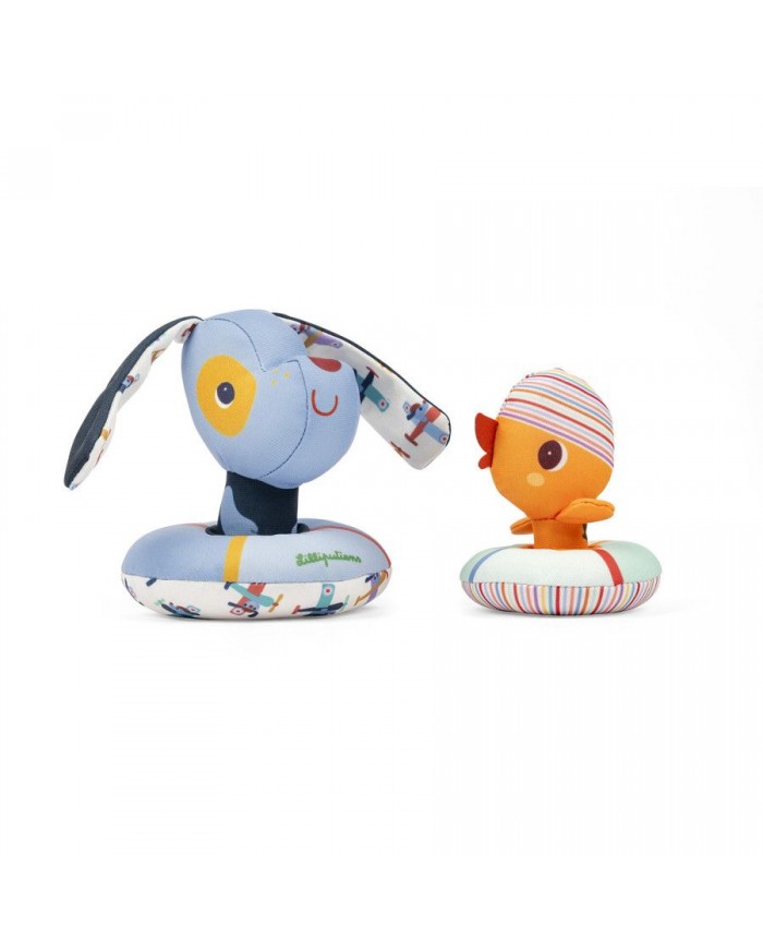 Jouets de bain flottants - Jules le chien et son canard avec bouées