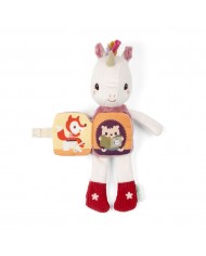 Peluche phosphorescente et livre en tissu Lena la licorne