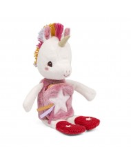 Peluche phosphorescente et livre en tissu Lena la licorne