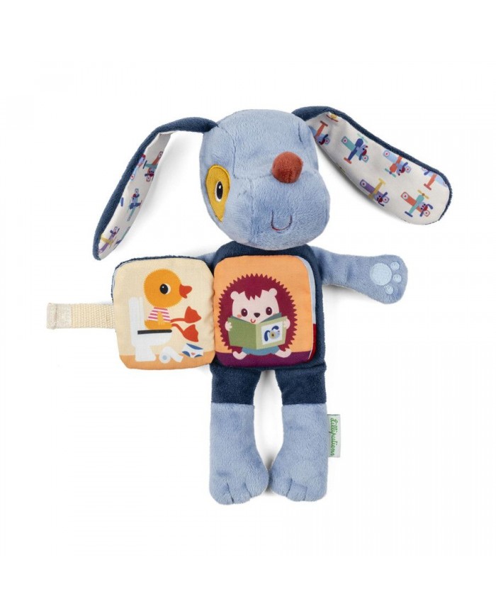 Peluche phosphorescente et livre en tissu Jules le chien