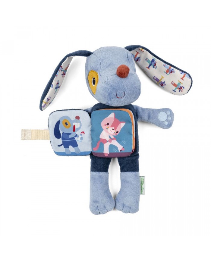 Peluche phosphorescente et livre en tissu Jules le chien