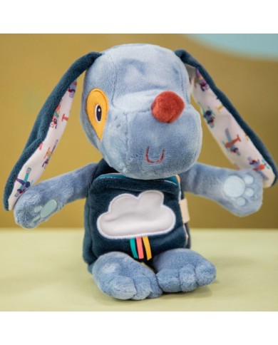 Peluche phosphorescente et livre en tissu Jules le chien