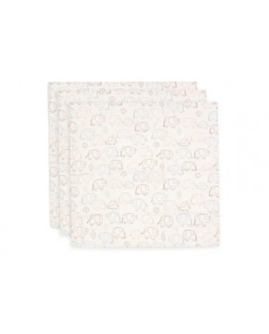 Lot de 3 tétras Gaze de Coton 70x70cm - Elephant Tales