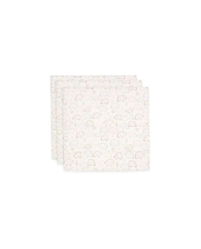 Lot de 3 tétras Gaze de Coton 70x70cm - Elephant Tales