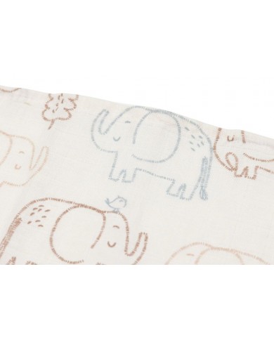 Lot de 3 tétras Gaze de Coton 70x70cm - Elephant Tales