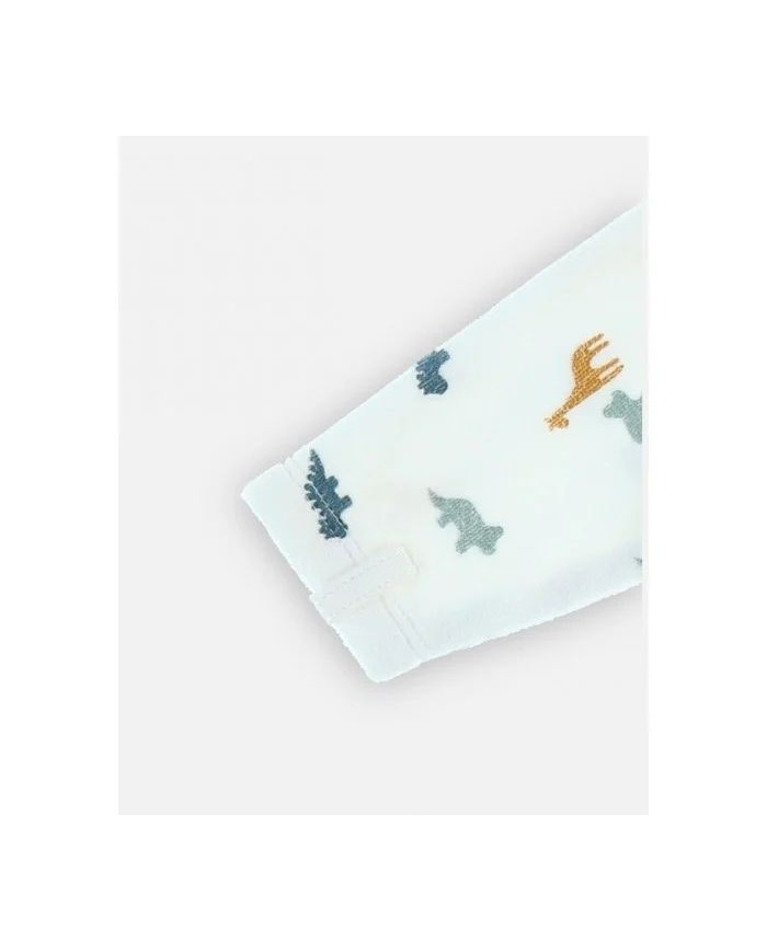 Pyjama dinosaure en velours, blanc/bleu