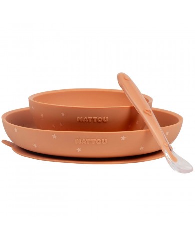 Set Repas Silicone 3 pièces - Terracotta