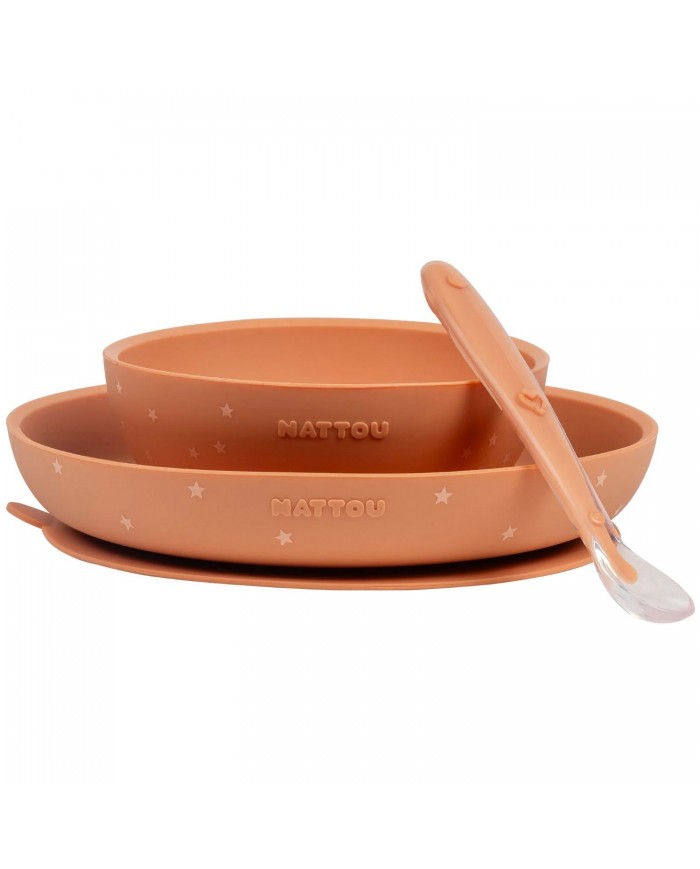 Set Repas Silicone 3 pièces - Terracotta