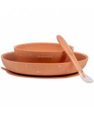 Set Repas Silicone 3 pièces - Terracotta