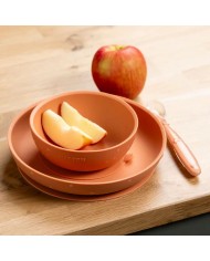 Set Repas Silicone 3 pièces - Terracotta