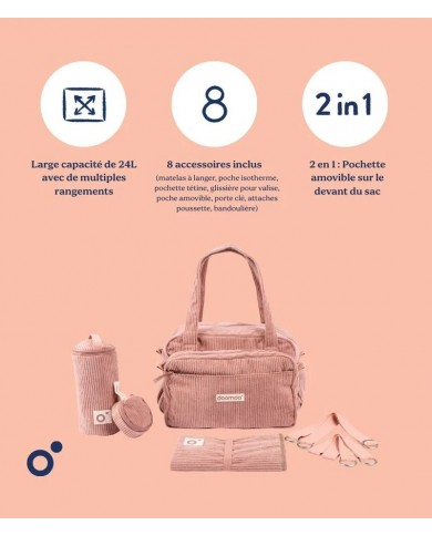 Sac à langer Fluffy - Corduroy Pink