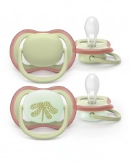 Sucette 6-18 mois Ultra air Night - Rose - mauve papillon