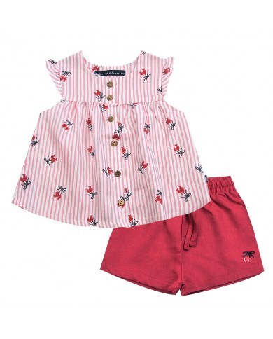 Ensemble Tunique + Short - Caty - Fine Stripe Candy