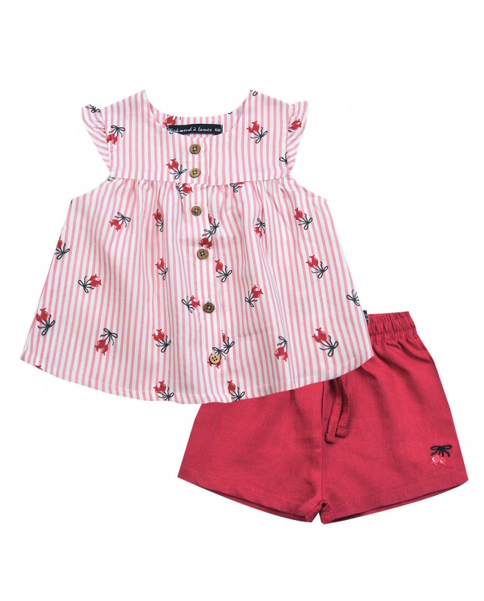 Ensemble Tunique + Short - Caty - Fine Stripe Candy