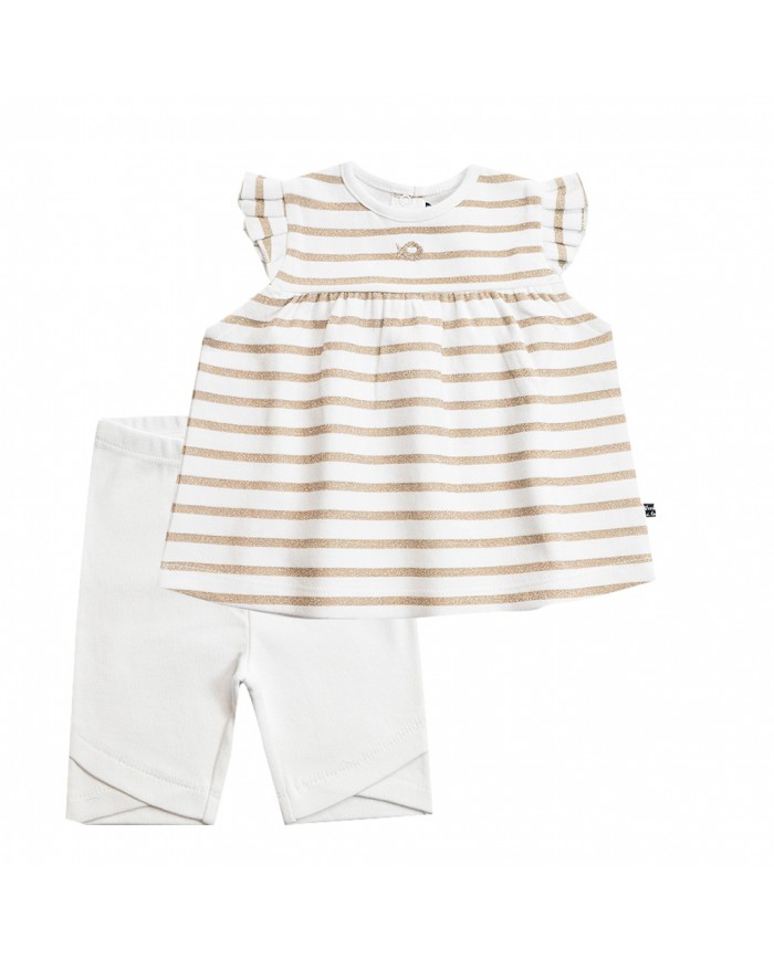 Ensemble Tunique + Legging - Smartie - Blanc/Sable Lurex