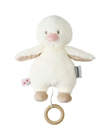 Peluche musicale Fanfan - petit canard - 30 cm - Blanc cassé