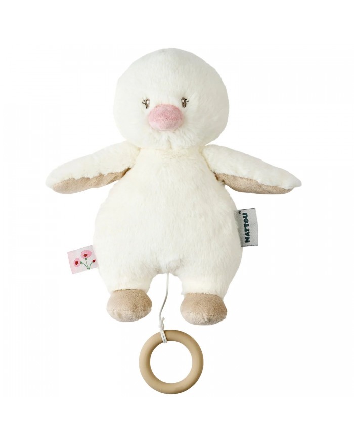 Peluche musicale Fanfan - petit canard - 30 cm - Blanc cassé