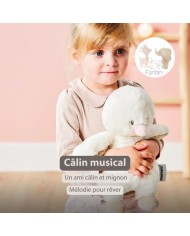 Peluche musicale Fanfan - petit canard - 30 cm - Blanc cassé