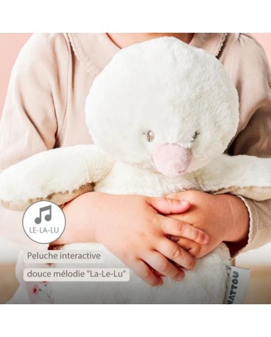 Peluche musicale Fanfan - petit canard - 30 cm - Blanc cassé