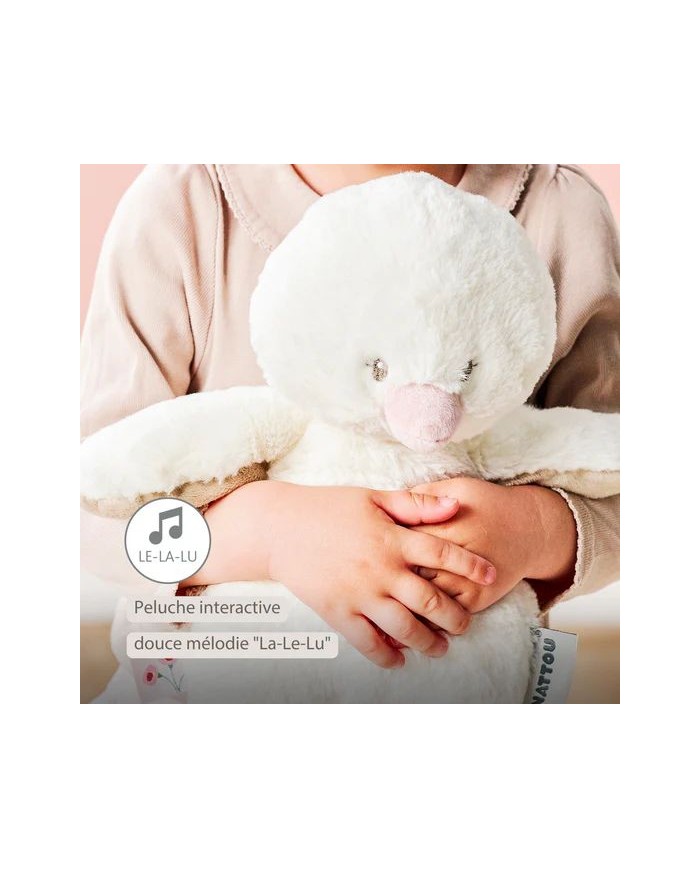 Peluche musicale Fanfan - petit canard - 30 cm - Blanc cassé