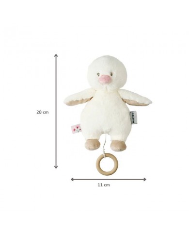 Peluche musicale Fanfan - petit canard - 30 cm - Blanc cassé