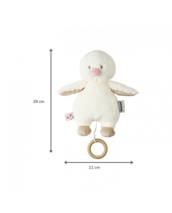 Peluche musicale Fanfan - petit canard - 30 cm - Blanc cassé