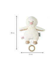 Peluche musicale Fanfan - petit canard - 30 cm - Blanc cassé