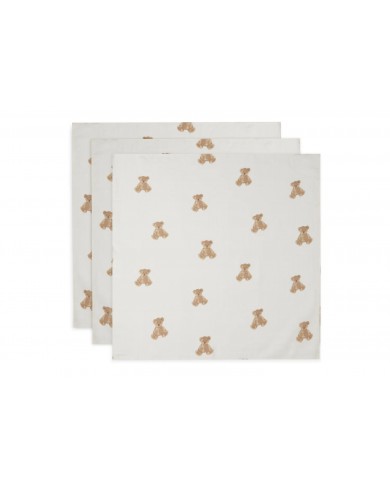 Tétras Gaze de coton small 70x70cm - Teddy Bear - 3 Unités