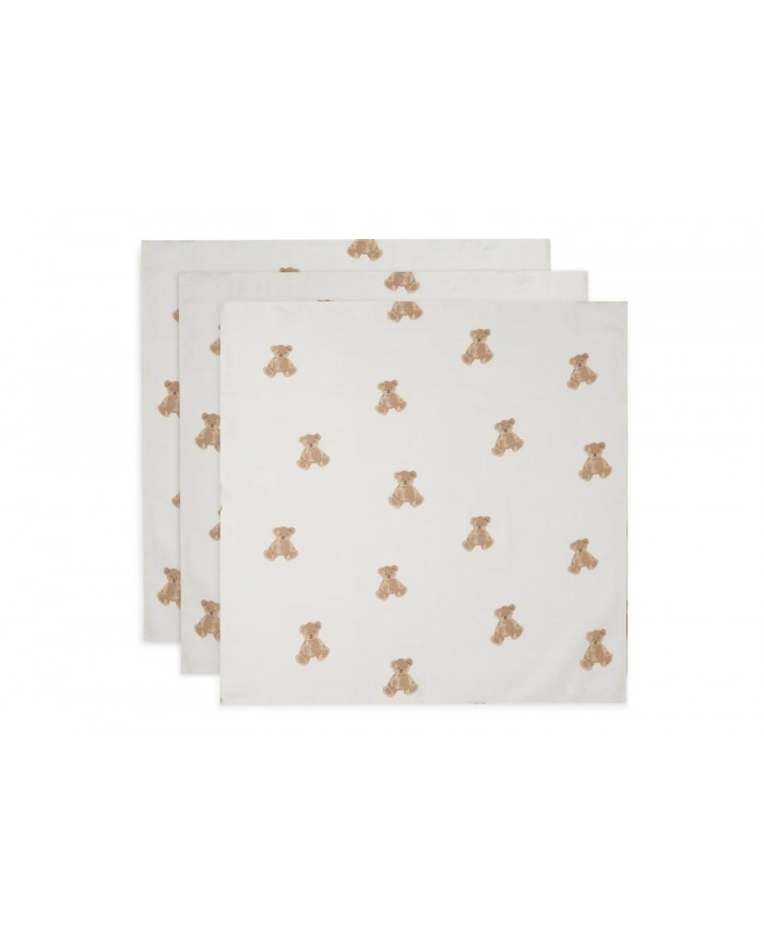 Tétras Gaze de coton small 70x70cm - Teddy Bear - 3 Unités
