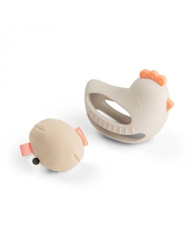 Jouet de préhension et de dentition avec hochet - Clucky - Sand