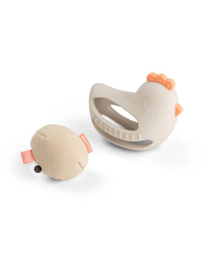 Jouet de préhension et de dentition avec hochet - Clucky - Sand